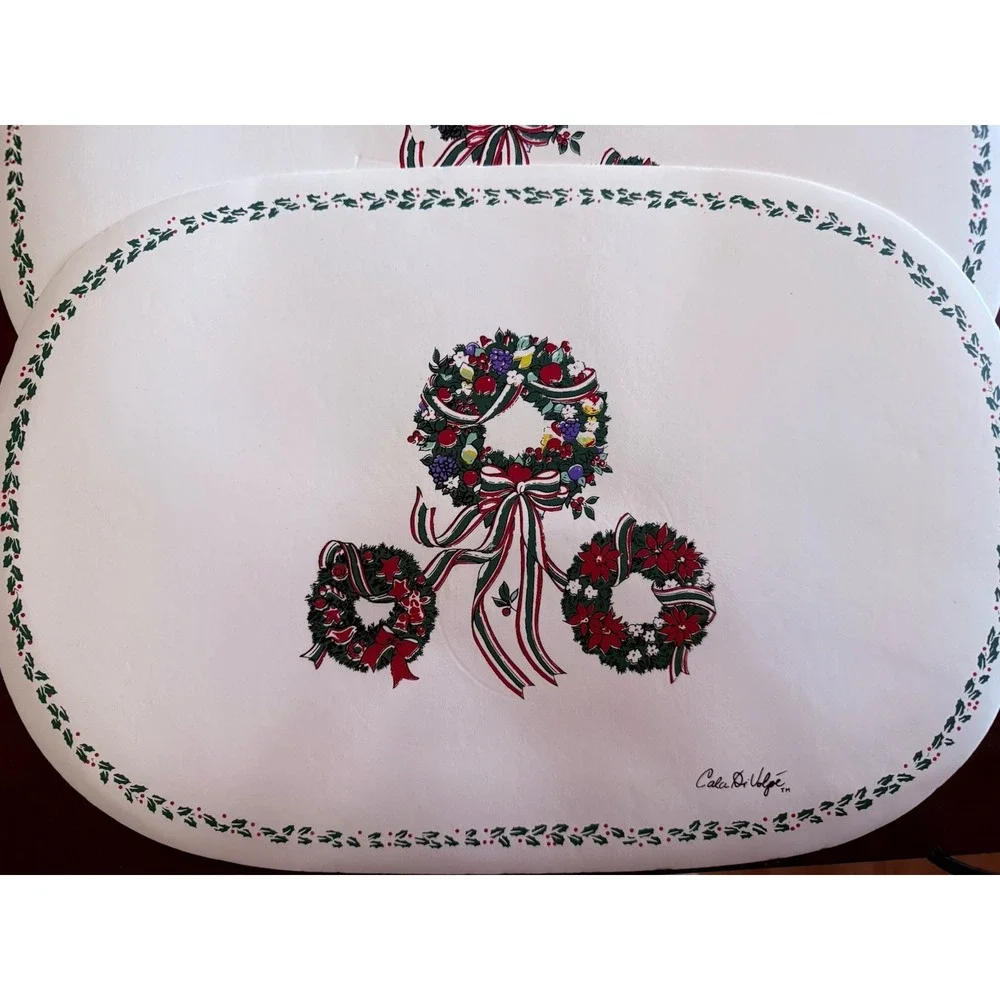Christmas Wreaths‎ Oval SET Of 4 Vinyl Cala Di Volpe Vintage 1980s Pop Retro